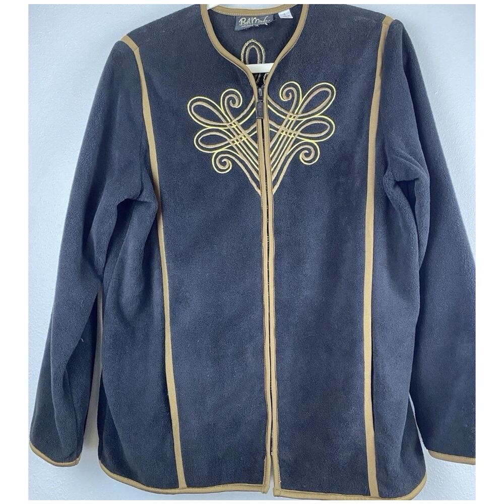 Bob Mackie Sz S Wearable Art Fleece Jacket L/S Women's Embroidered Full Zip - Picture 2 of 8